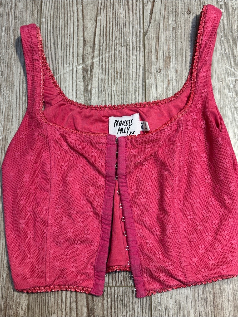 Princess Polly Hot Pink Lace Crop Tank